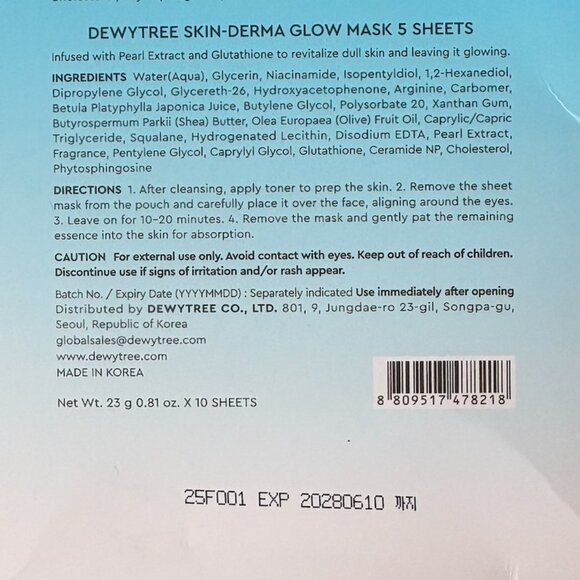 DEWYTREE Skin-Derma Glass Skin Duo Mask 5+5 Moisturizing + Glowing - Picture 3 of 4